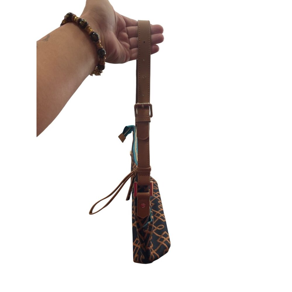 Spartina 449 Womens Brown Black Linen Leather Shoulder Handbag KU 8930 - Picture 6 of 16